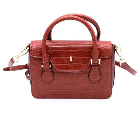 Michael Kors Handbags - MICHAEL KORS Croc Embossed Red Leather Satchel Leather Bag Handbag Purse